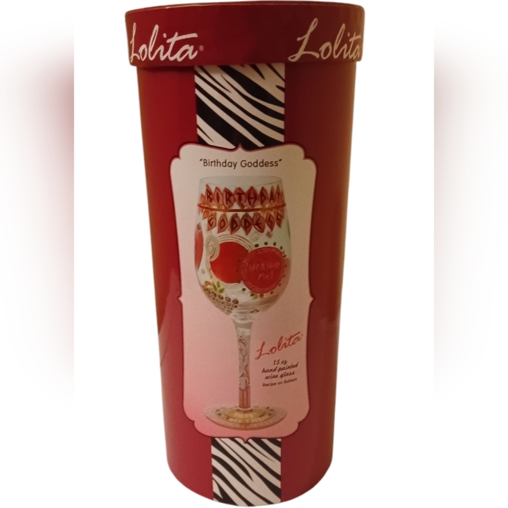 Lolita NIB!! Birthday Goddess Hand-painted Artisan Wine Glass - Picture 11 of 11